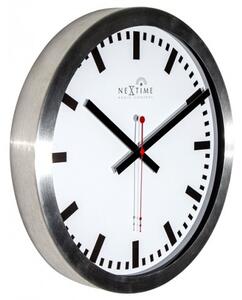 Designové nástěnné hodiny řízené signálem DCF 3999strc Nextime Station Stripe 35cm