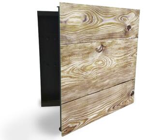 Glasdekor skříňka na klíče - přírodní dřevo textura - Pravé / Černá