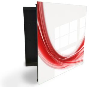 Glasdekor skříňka na klíče - abstraktní červená vlna - Levé / Černá