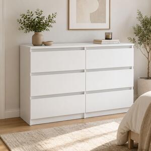 Komoda, skříňka, konferenční stolek | 6 zásuvek, rozměry 120x40x77 cm | Moderní design bez úchytek | Nábytek do ložnice, dětského pokoje, chodby | Bílá barva
