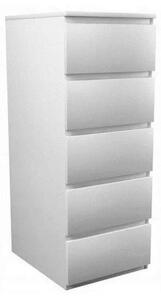Topeshop W5 BIEL MAT, Bílá, 5 zásuvka/zásuvek, Dřevotřískové desky, Jednobarevný, Moderní, Dřevotřískové desky