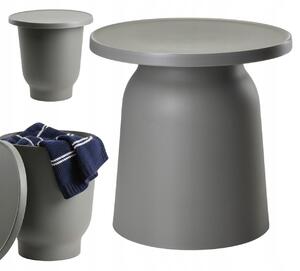 Konferenční stolek OTTO1 šedý, lavice LOFT do obýváku, zahrady, kulatý 47 cm, plast