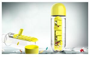 ASOBU multifunkční týdenní dávkovací láhev Pill Organizer žlutá 600ml