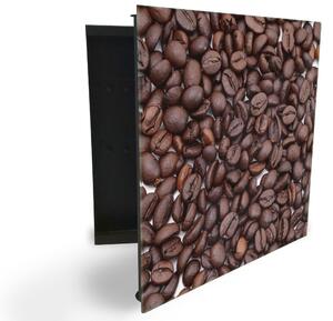Glasdekor skříňka na klíče - hnědá kávová zrna - Levé / Černá