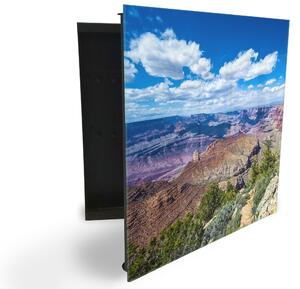 Glasdekor skříňka na klíče - Arizona Grand Canyon - Levé / Černá