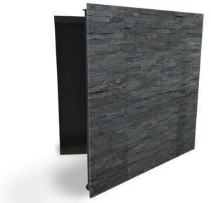 Glasdekor skříňka na klíče - přírodní dekorační kámen černý - Levé / Černá
