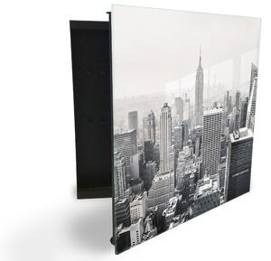 Glasdekor skříňka na klíče - New York City - Levé / Černá