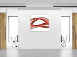 Obraz skleněný čtvercový abstrakt červená vlna - 55 x 55 cm