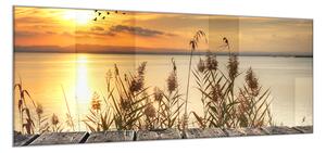 Obraz skleněný západ slunce nad jezerem - 30 x 60 cm