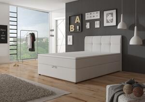 Kontinentální postel boxspring Izmir 120x200 bílá - s úložným prostorem