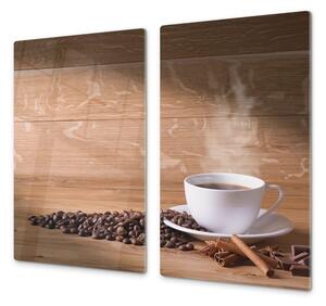 Ochranná deska bílý hrnek, káva a koření - 52x60cm / S lepením na zeď