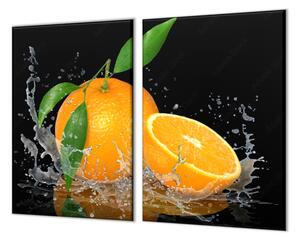Skleněná kuchyňská deska pomeranč ve vodě - 52x60cm