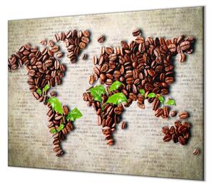 Ochranná deska káva ve tvaru mapy - 40x60cm / S lepením na zeď