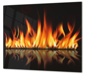 Ochranná deska plameny ohně - 52x60cm / S lepením na zeď