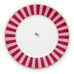 Pip Studio Love Birds talíř Ø 26,5cm, červeno-růžový (talíř na hlavní chod)