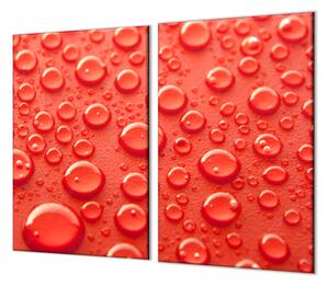 Ochranná deska kapky vody na červeném podkladu - 52x60cm / S lepením na zeď