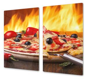 Ochranná deska pizza s olivami a chilli - 52x60cm / S lepením na zeď