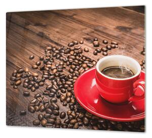 Ochranná deska káva, červený hrnek vpravo - 60x52cm