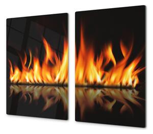 Ochranná deska plameny ohně - 50x70cm / S lepením na zeď