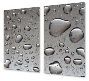 Ochranná deska šedý nerez s kapkami vody - 52x60cm / S lepením na zeď