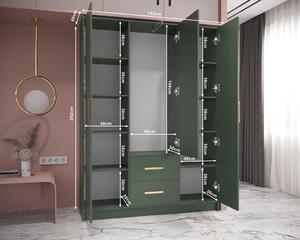 Šatní skříň Abi Berlin Barva korpusu: Zelená, Rozměry: 103 cm, Dveře: Zrcadlo