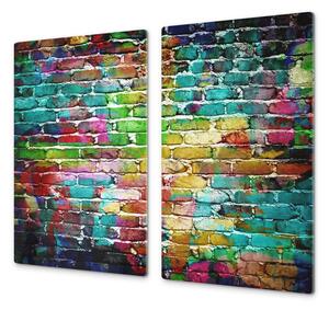 Ochranná deska cihlová zeď barevná - 52x60cm / S lepením na zeď