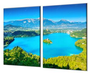 Ochranná deska jezero Bled Slovinsko - 52x60cm / S lepením na zeď
