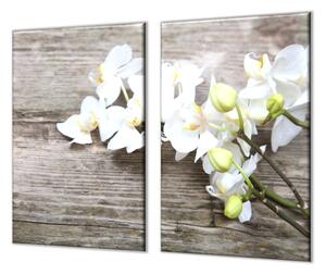 Ochranná deska květy bílé orchideje na dřevě - 52x60cm