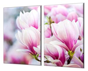 Ochranné sklo květy magnolie růžové - 52x60cm / Bez lepení na zeď