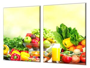 Ochranná deska mix ovoce a zelenina - 52x60cm / S lepením na zeď