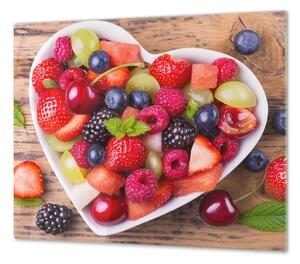 Ochranná deska mix ovoce v misce srdce - 52x60cm / Bez lepení na zeď