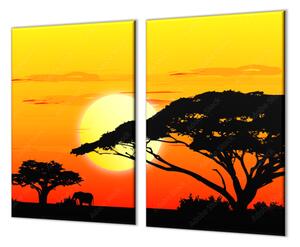 Ochranná deska Afrika v západu slunce - 52x60cm / S lepením na zeď