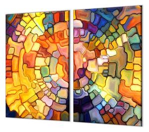 Ochranná deska sklo abstraktní iluze barevného skla - 52x60cm / S lepením na zeď