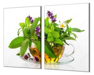 Ochranná deska bylinky v hrníčku čaje - 40x40cm / S lepením na zeď