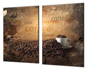 Ochranná deska dekorace Coffee a káva - 52x60cm / S lepením na zeď