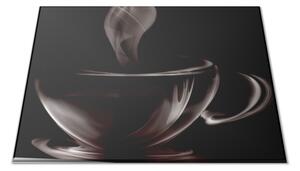 Skleněné prkénko abstraktní hrnek kávy - 30x20cm