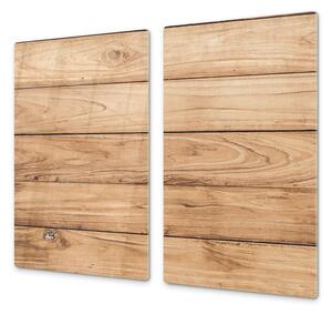 Ochranné sklo za kuchyň dřevěná přírodní prkna - 52x60cm / Bez lepení na zeď