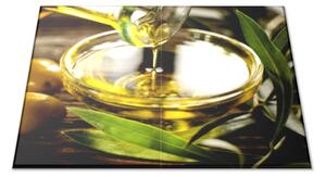 Skleněné prkénko olivový olej v misce - 30x20cm
