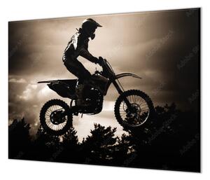 Ochranná deska motocross silueta ve stmívání - 50x70cm / S lepením na zeď