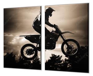 Ochranná deska motocross silueta ve stmívání - 52x60cm / S lepením na zeď
