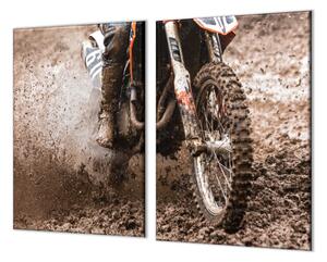 Ochranná a krycí deska sklo detail kola motocross - 52x60cm / S lepením na zeď