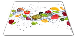 Skleněné prkénko barevné ovoce ve vodě - 30x20cm