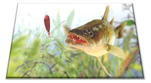 Skleněné prkénko dravá ryba candát - 30x20cm