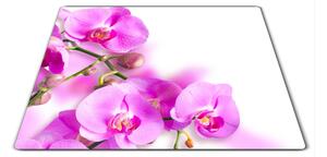 Skleněné prkénko květy fialové orchideje - 30x20cm