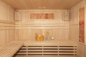M-SPA - Suchá sauna s kamny se solnou stěnou s LED podsvícením 200 x 180 x 200 cm