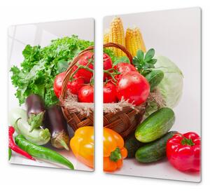 Ochranná deska zelenina v košíku - 52x60cm / S lepením na zeď