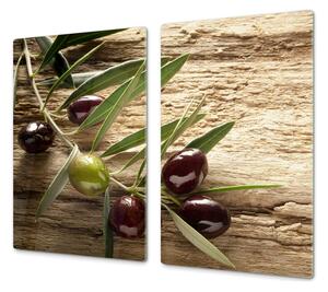 Ochranná deska olivy na dřevě - 52x60cm / S lepením na zeď