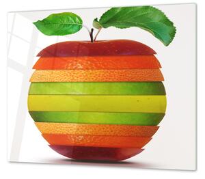 Skleněný kryt mix ovoce tvar jablko - 52x60cm / S lepením na zeď
