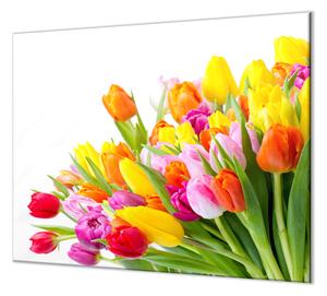 Ochranná deska květy barevné tulipány - 52x60cm / S lepením na zeď