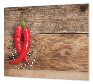 Ochranná deska papričky chilli a pepř - 52x60cm / Bez lepení na zeď